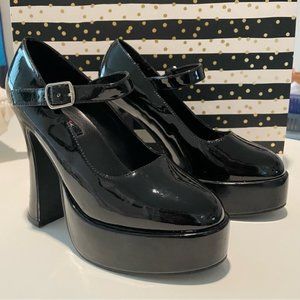 Lovers Lane Black Patton Mary Jane Platform Shoes size 6